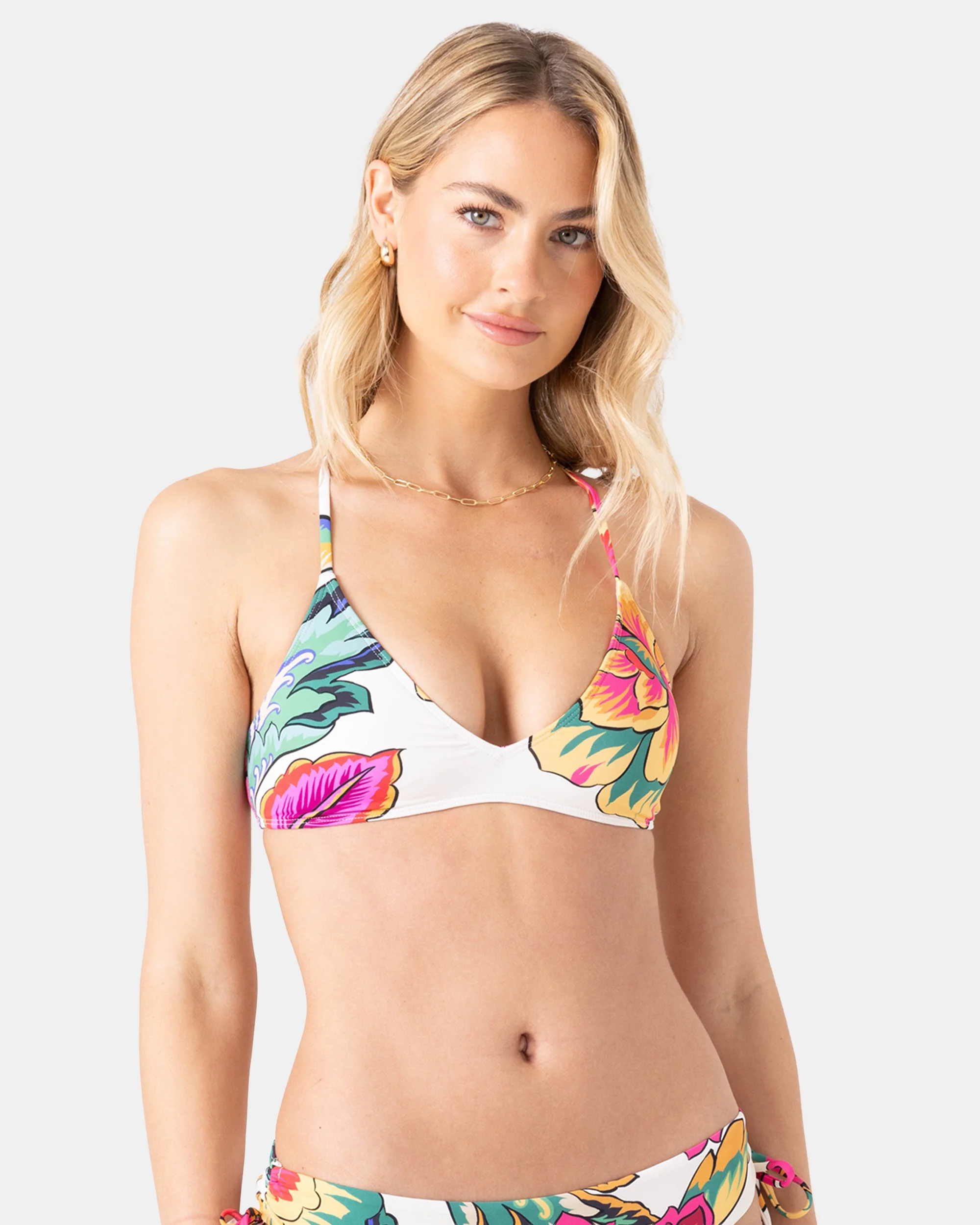 Beach Blossom Athletic Triangle Bikini Top