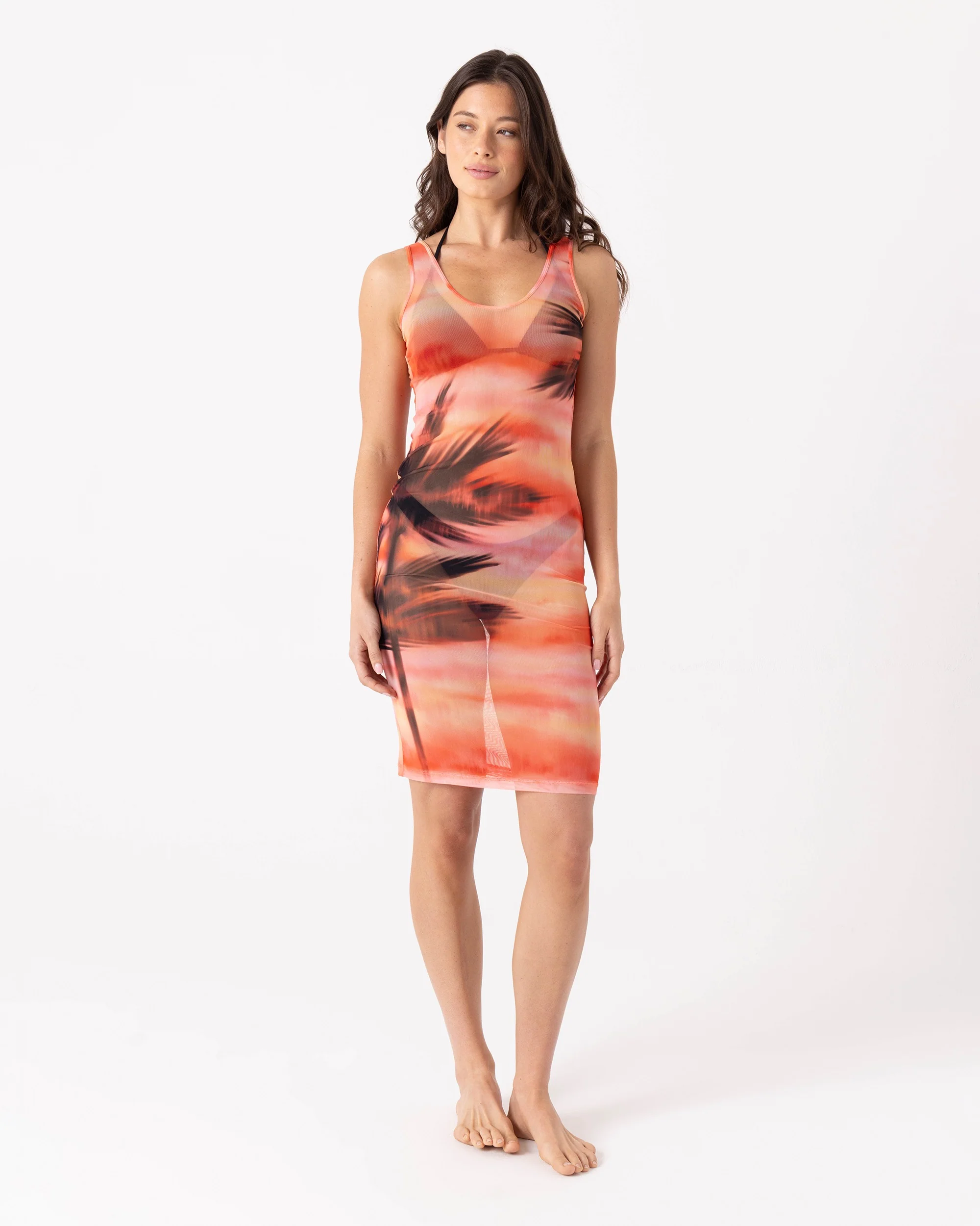 Palm Before The Storm Mesh Cover Up Dress